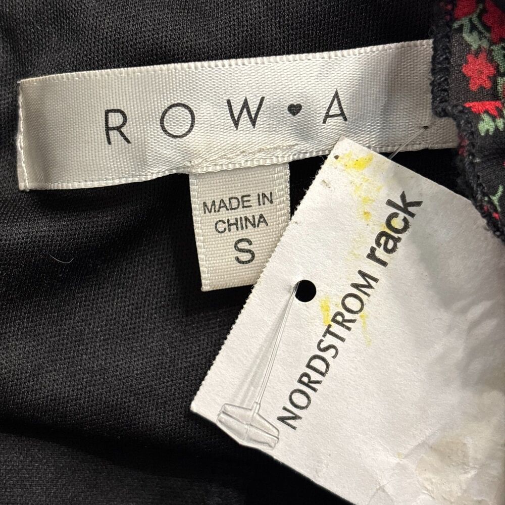 ROW A Nordstrom Rack Dress Small Black Red Floral Open Back Ruffle Mini NWT #X - Picture 7 of 9